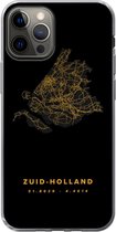 Geschikt voor iPhone 13 Pro hoesje - Zuid-Holland - Black and gold - Plattegrond - Siliconen Telefoonhoesje - Stadskaart