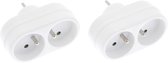Exin verdeelstekker – domino – 2 x penaarde – wit – 2 stuks