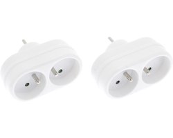 Exin verdeelstekker – domino – 2 x penaarde – wit – 2 stuks