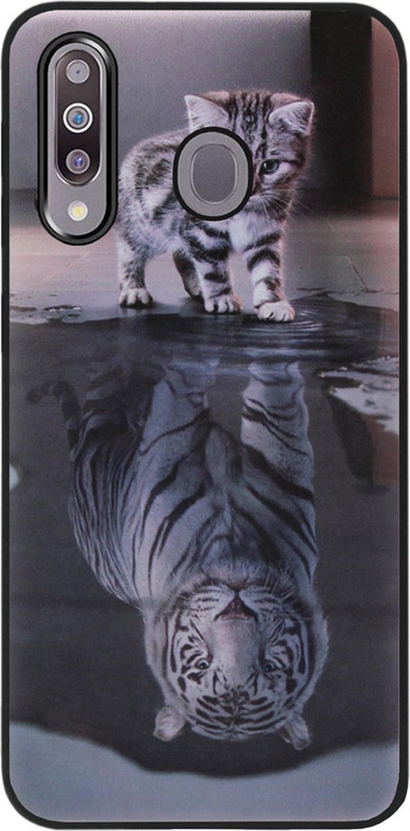 ADEL Siliconen Back Cover Softcase Hoesje Geschikt voor Samsung Galaxy M30 - Poezen Schaduw Tijger