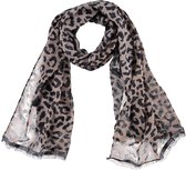 Sarlini | Lange dames sjaal | Black Khaki | Leopard