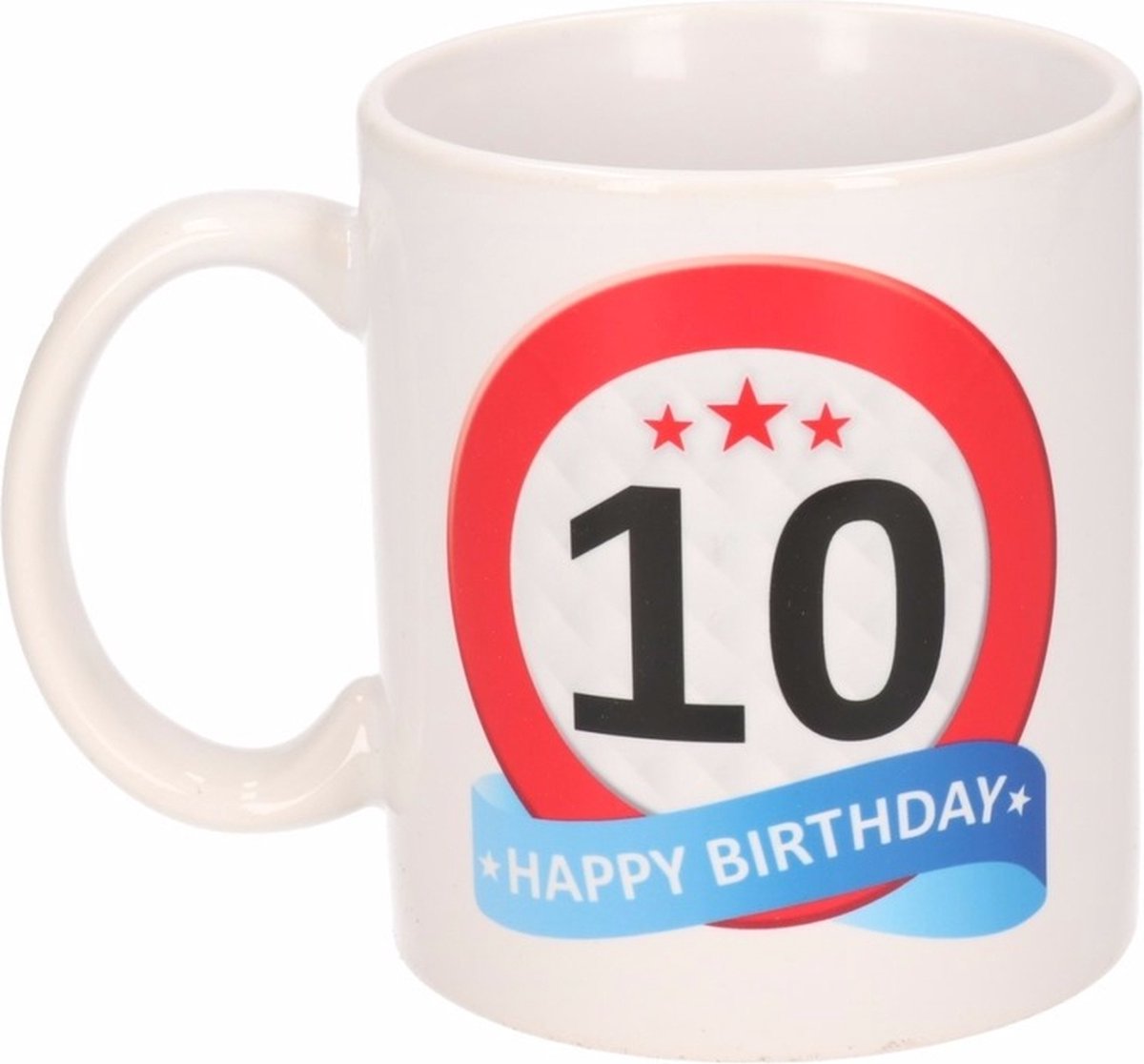 Verjaardag 10 jaar verkeersbord mok / beker
