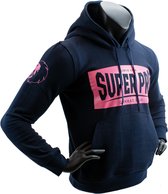 Super Pro Hoodie S.P. Block-Logo Donker Blauw/Roze Small