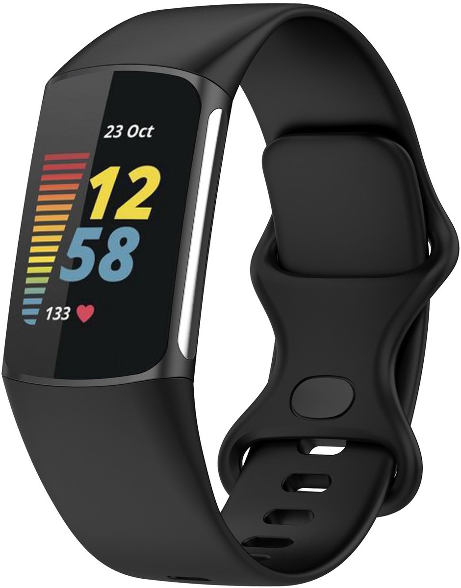 123watches sport band - zwart - ML - Geschikt voor Fitbit Charge 5 & 6