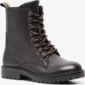 TwoDay leren meisjes veterboots - Zwart - Maat 34 - Echt leer