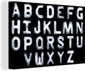 Tableau sur toile L'alphabet en lettres blanches - 30x20 cm - Décoration murale