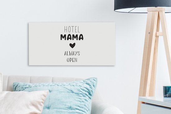 Toile Peinture Mug Fête des Mères - Hotel Maman - Wit - 40x20 cm - Décoration murale