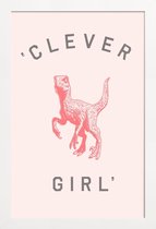 JUNIQE - Poster in houten lijst Clever Girl -30x45 /Roze