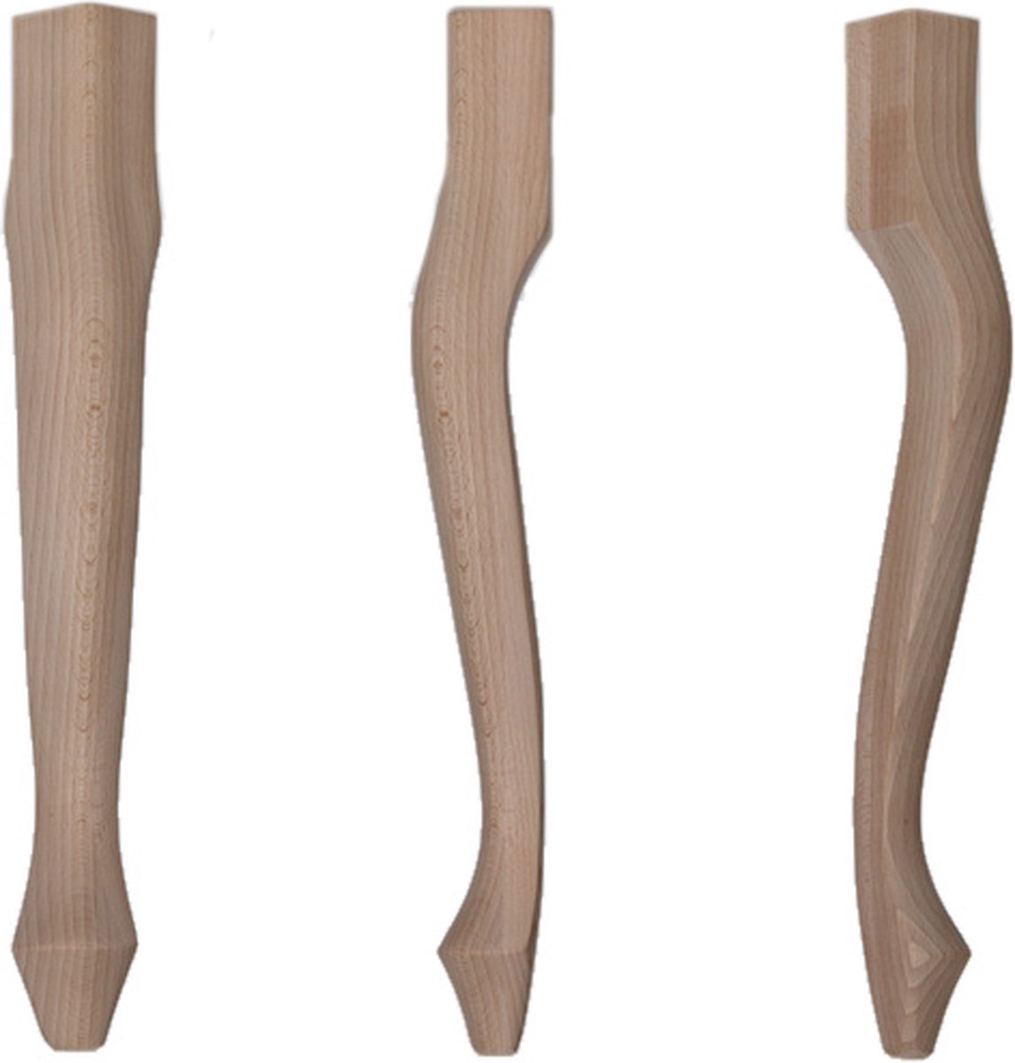 Landelijke beuken salontafelpoot Queen Ann 445x58mm - set á 4 st.