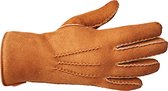 Warme met wol gevoerde leren handschoenen Fellhof Premium, cognac, maat 8.5