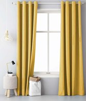 JEMIDI Rideau à Oeillets Opaque Fenêtre Décoration Rideau 140cm x 250cm Moutarde