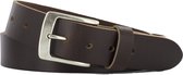 Leren Dames/Heren Riem | 4cm breed | Riemmaat: 85cm (totale lengte: 100cm) | 100% echt leer | Kleur: donker bruin | Nikkelvrije gesp