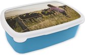 Boîte à lunch Blauw - Boîte à lunch - Boîte à lunch - Fille - Vaches - Herbe - 18x12x6 cm - Enfants - Garçon - Cadeau Sinterklaas - Distribution de cadeaux pour enfants - Cadeaux chaussures Sinterklaas
