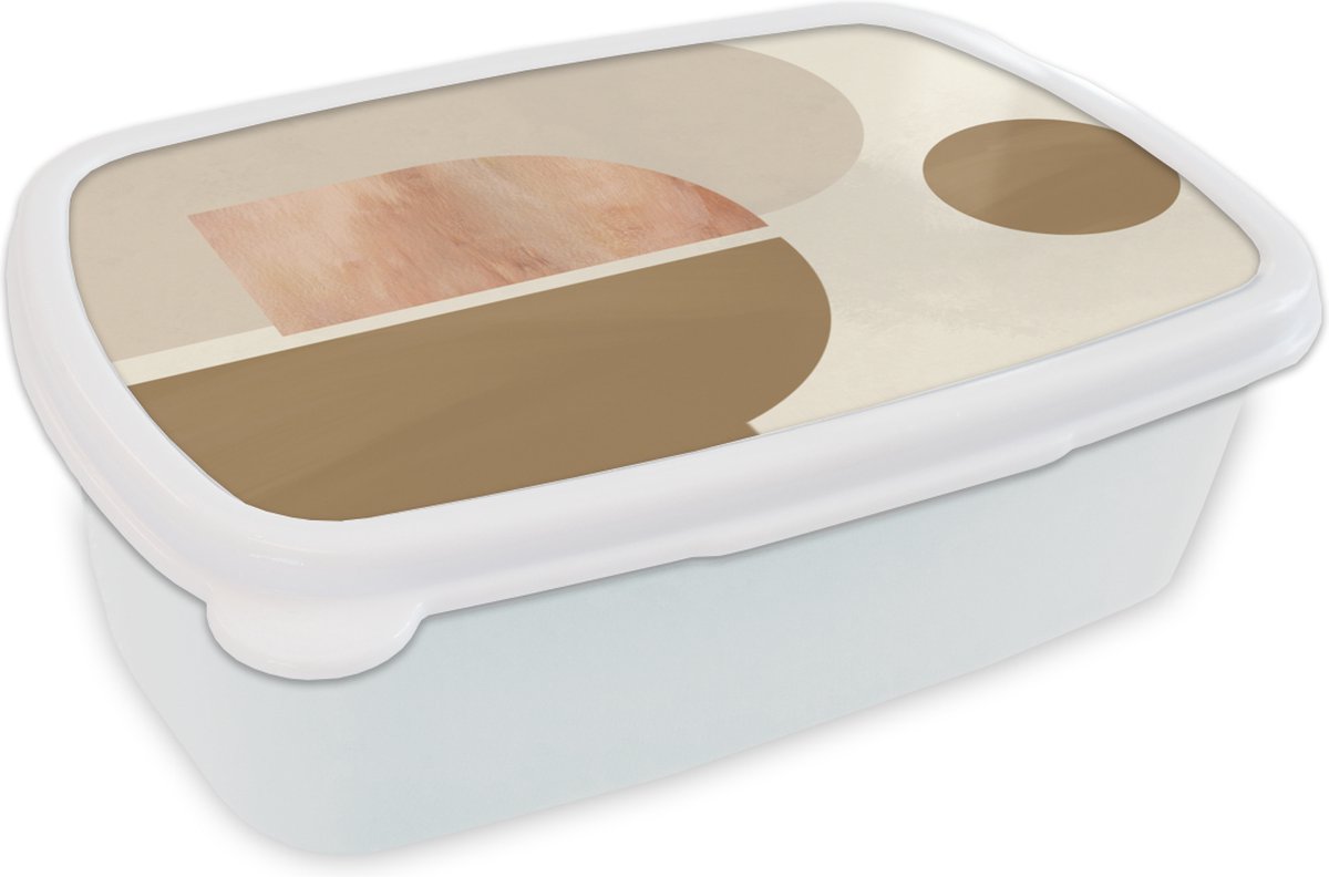 Broodtrommel Wit - Lunchbox - Brooddoos - Roze - Design - Abstract - 18x12x6 cm - Volwassenen