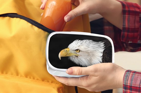 Lunch box Wit - Lunch box - Boîte à pain - Aigle - Vogel - Bec - Yeux - 18x12x6 cm - Adultes