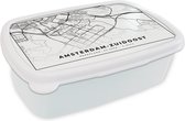 Broodtrommel Wit - Lunchbox - Brooddoos - Kaart - Nederland - Amsterdam-Zuidoost - 18x12x6 cm - Volwassenen