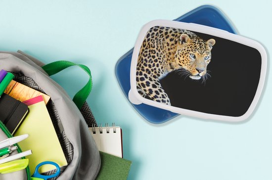 Boîte à lunch Bleu - Boîte à lunch - Boîte à pain - Panthère - Chasse - Blauw - Zwart cm - Enfants - Garçon - Cadeau Sinterklaas - Distribution de cadeaux pour enfants - Cadeaux chaussures Sinterklaas