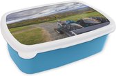 Boîte à pain Blauw - Boîte à lunch - Boîte à pain - Tracteur - Nature - Nuage - 18x12x6 cm - Enfants - Garçon
