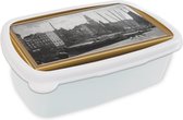 Broodtrommel Wit - Lunchbox - Brooddoos - Kunstwerk - Oude meesters - Lijst - Goud - 18x12x6 cm - Volwassenen
