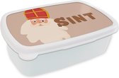 Broodtrommel Wit - Lunchbox - Brooddoos - Sinterklaas - Chocolade - Sint - Kinderen - Jongens - Meisjes - Kindje - 18x12x6 cm - Volwassenen