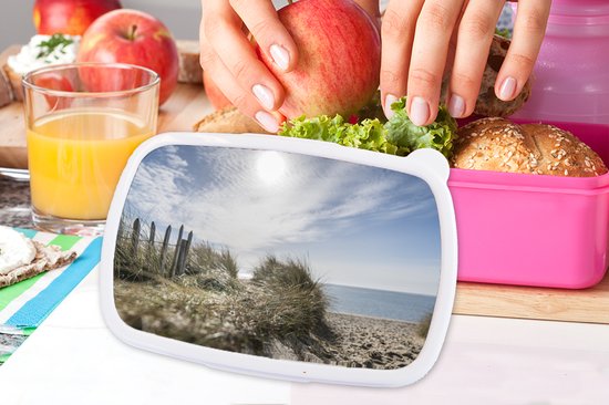 Lunch box Rose - Lunch box - Boîte à pain - Soleil - Nuages - Plage - 18x12x6 cm - Enfants - Fille