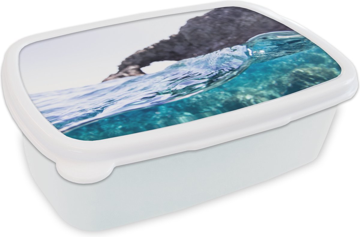 Broodtrommel Wit - Lunchbox - Brooddoos - Water - Golf - Zee - 18x12x6 cm - Volwassenen