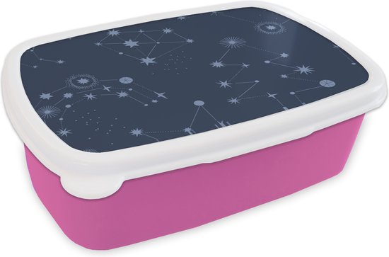 Foto: Broodtrommel roze lunchbox brooddoos ruimte sterren kinderen 18x12x6 cm kinderen meisje