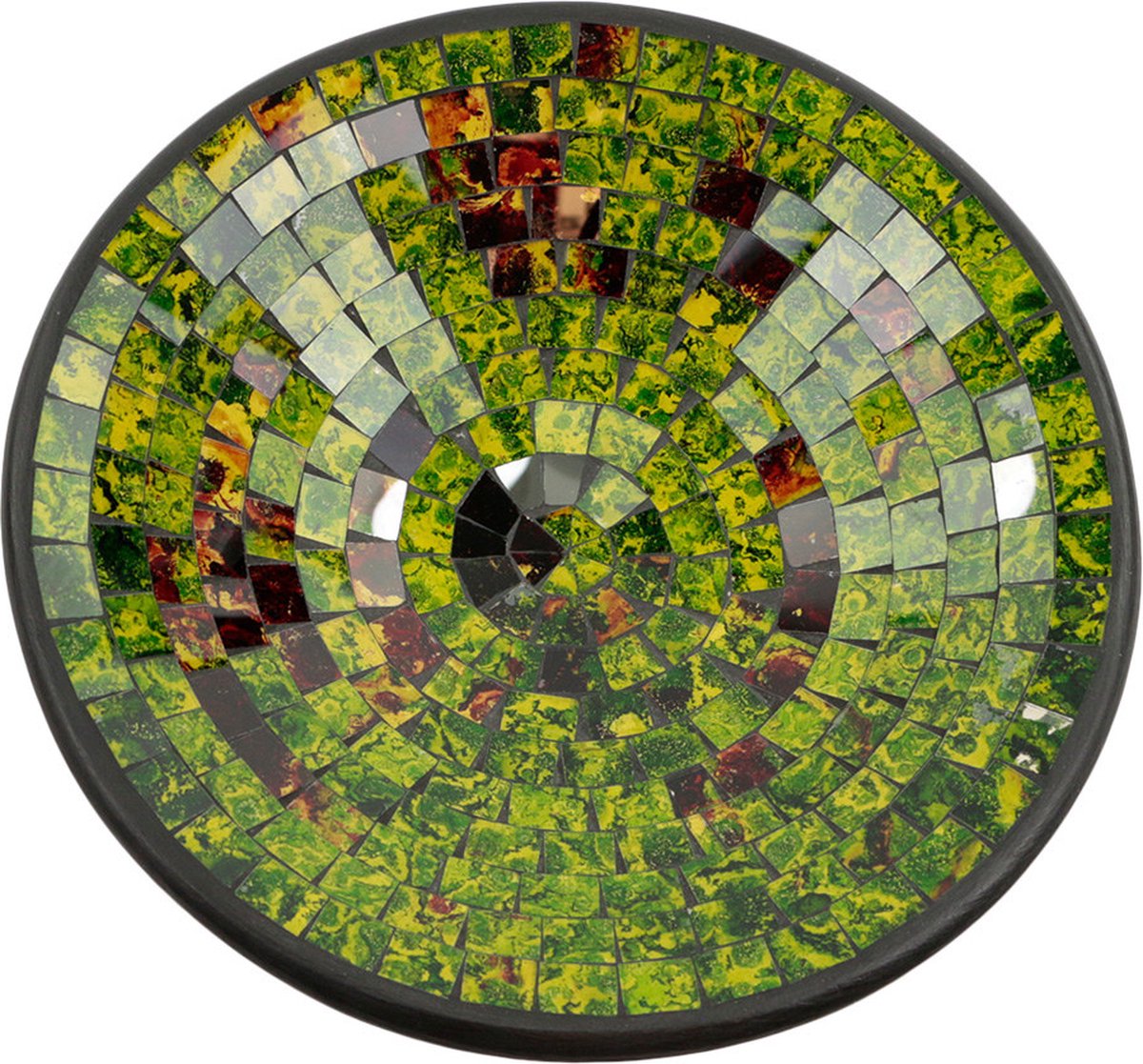 Schalen - Mozaïek groen/bruin L - Terracotta - Groen - 28x28x7 cm - Indonesie - Sarana - Fairtrade