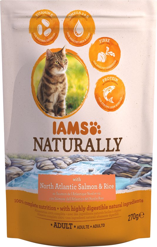 Iams Naturally Cat Adult Zalm&Rijst 2.7 kg