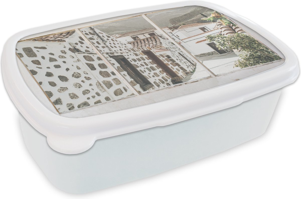 Broodtrommel Wit - Lunchbox - Brooddoos - Doorkijk - Architectuur - Zomer - 18x12x6 cm - Volwassenen