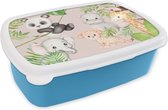 Corbeille à pain Blauw - Lunch box - Boîte à pain - Jungle - Animaux - Rose - 18x12x6 cm - Enfants - Garçon