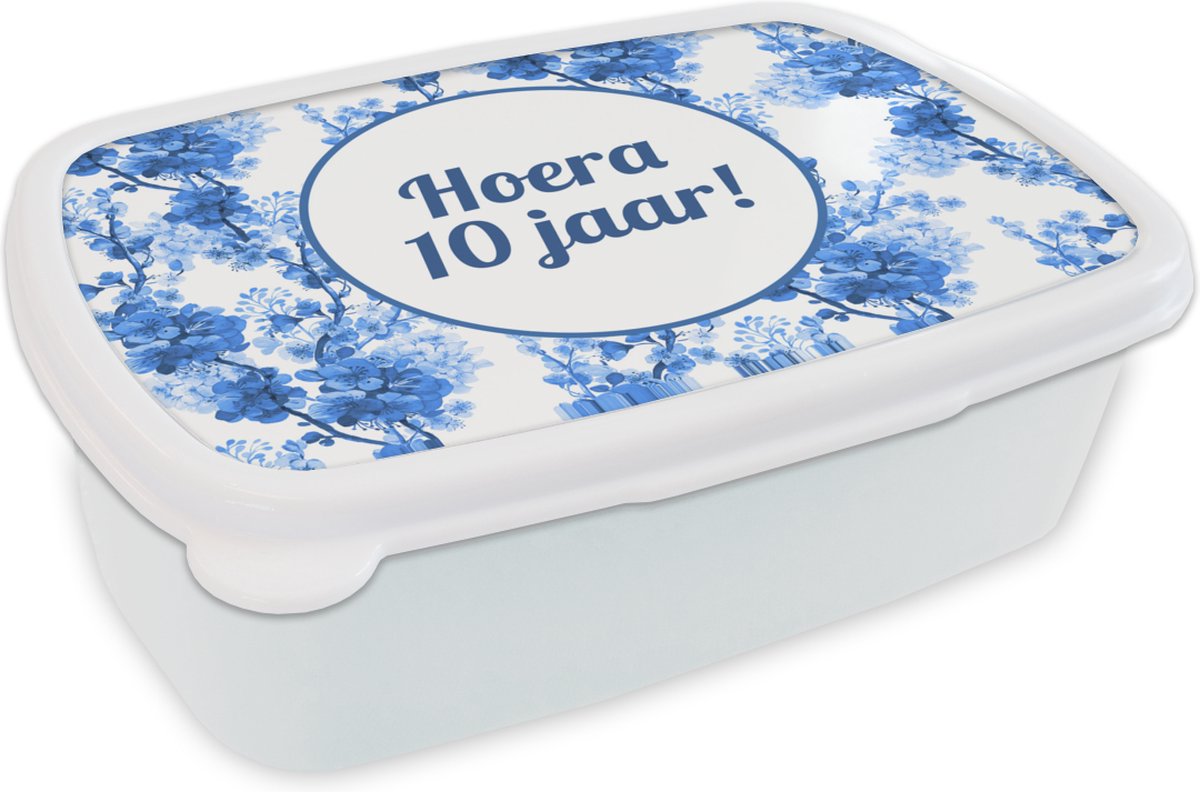 Broodtrommel Wit - Lunchbox - Brooddoos - Jubileum - Quote - Blauw - 18x12x6 cm - Volwassenen