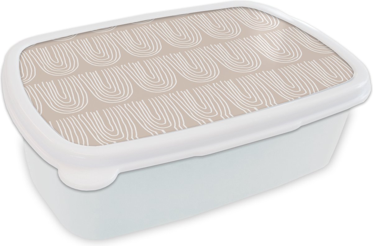 Broodtrommel Wit - Lunchbox - Brooddoos - Zomer - Bogen - Abstract - 18x12x6 cm - Volwassenen