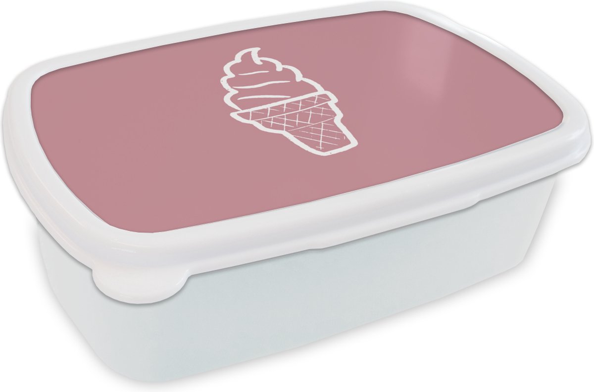 Broodtrommel Wit - Lunchbox - Brooddoos - Zomer - IJs - Eten - 18x12x6 cm - Volwassenen