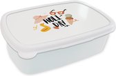 Broodtrommel Wit - Lunchbox Zomer - Roze - Hoed - Brooddoos 18x12x6 cm - Brood lunch box - Broodtrommels voor kinderen en volwassenen