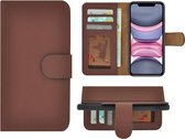 iPhone 11 Pro Hoesje - Bookcase - Portemonnee Hoes Echt leer Wallet case Bruin