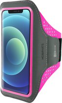 Apple iPhone 12 Hoesje - Mobiparts - Comfort Fit Serie - Neopreen Sportarmband - Neon Pink - Hoesje Geschikt Voor Apple iPhone 12