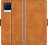 Realme 8 Hoesje - Mobigear - Slim Magnet Serie - Kunstlederen Bookcase - Cognac - Hoesje Geschikt Voor Realme 8