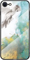 Apple iPhone 7 Hoesje - Mobigear - Marble Serie - Gehard Glas Backcover - Duif - Hoesje Geschikt Voor Apple iPhone 7