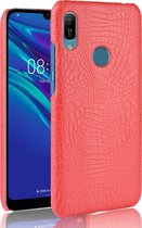 Huawei Y6 (2019) Hoesje - Mobigear - Croco Serie - Hard Kunststof Backcover - Rood - Hoesje Geschikt Voor Huawei Y6 (2019)