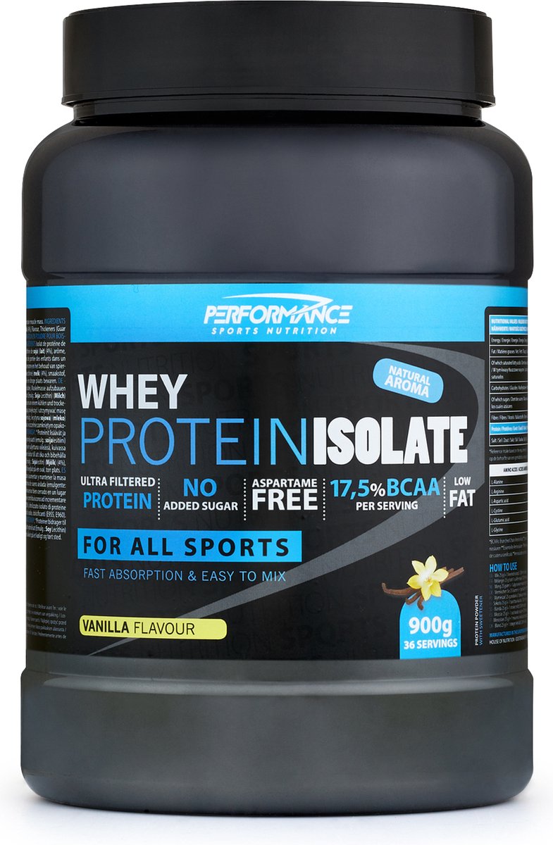 Goedkoopste Whey Protein Isolate (Vanilla - 900 gram) - Performance - Eiwitshake - Eiwitpoeder - Eiwitten - Proteine poeder - 30 shakes