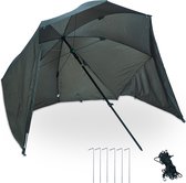 Parapluie de pêche Relaxdays avec parois latérales - parapluie de pêche - hydrofuge - avec sac de transport -vert