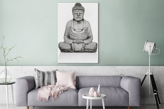 Statue en pierre de Bouddha sur toile 80x120 cm - Tirage photo sur toile (Décoration murale salon / chambre)