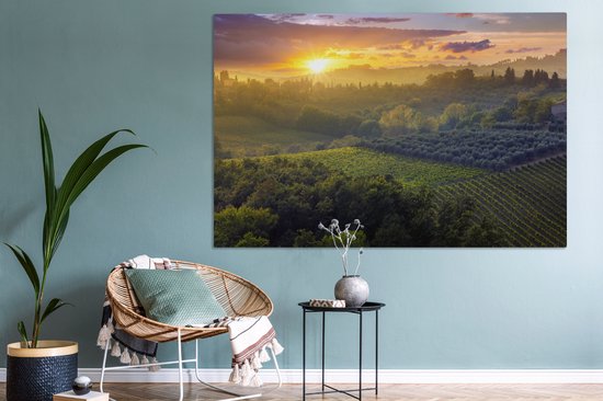 Tableau Toile Toscane - Paysage - Soleil - 150x100 cm - Décoration murale