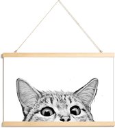 JUNIQE - Posterhanger Cat -20x30 /Grijs & Wit
