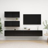vidaXL 4-delige Tv-meubelset spaanplaat hoogglans zwart