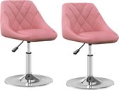 vidaXL Eetkamerstoelen draaibaar 2 st fluweel roze