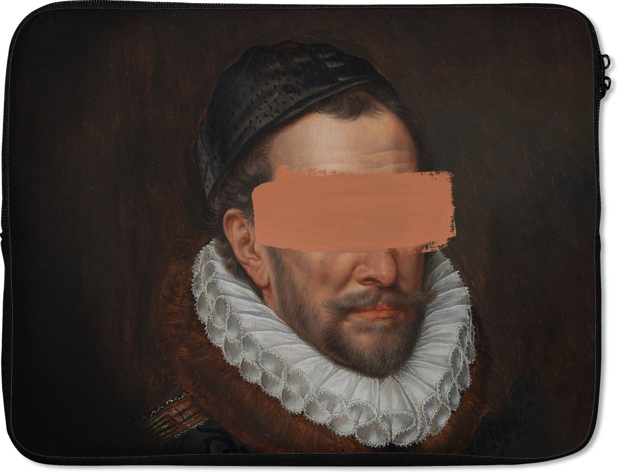 Laptophoes 17 inch - Willem van Oranje - Adriaen Thomasz - Schilderij - Laptop sleeve - Binnenmaat 41x28 cm - Zwarte achterkant