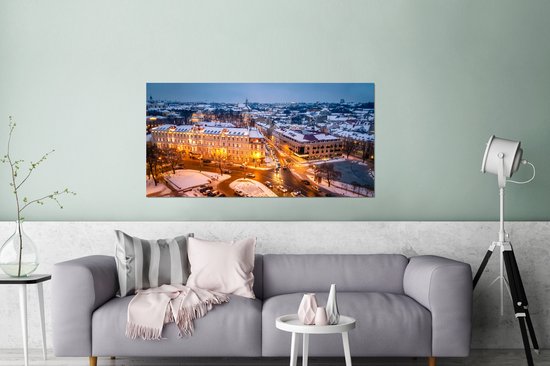 Lituanien de Vilnius la nuit Aluminium 160x80 cm - Tirage photo sur aluminium (décoration murale en métal)