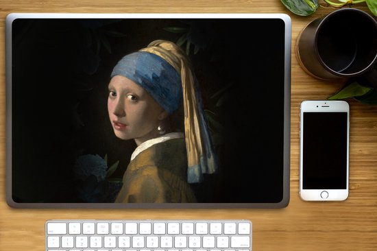 Sticker ordinateur portable - 17,3 pouces - Fille à la perle - Vermeer - Plantes